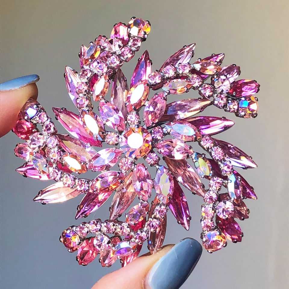 Sherman Pink Flower Brooch