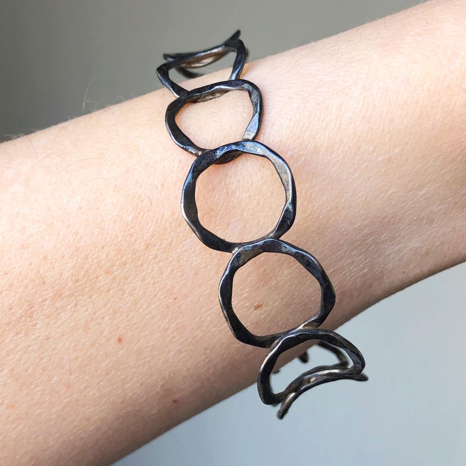 Sterling Silver Hammered Circles Bracelet