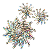 Vintage Sherman Pinwheel Brooch and Earring Set