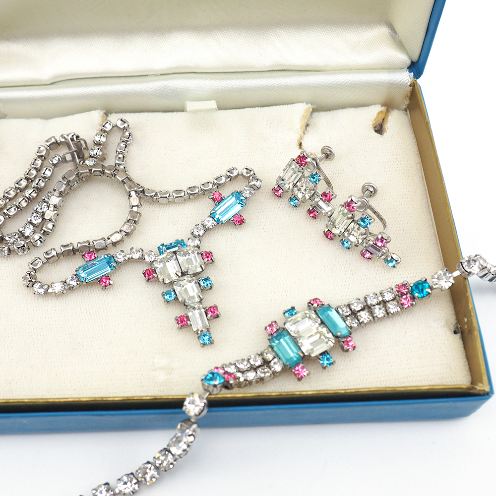 Vintage Jay Flex Rhinestone Jewelry Set