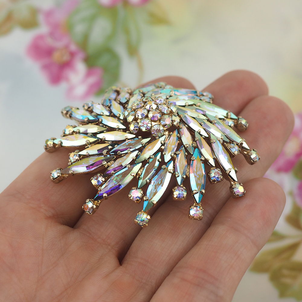 Vintage Sherman Pinwheel Brooch and Earring Set