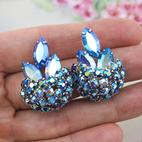 Sherman Blue Rhinestone Clip On Earrings