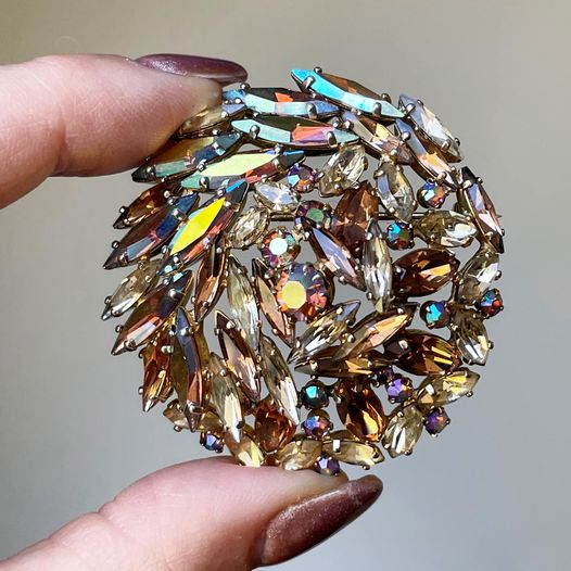 Sherman Topaz Aurora Borealis Brooch