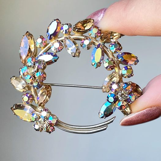 Sherman Aurora Borealis Floral Brooch