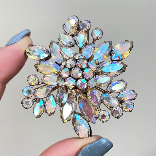 Sherman Aurora Borealis Flower Brooch