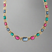 Vintage Nina Ricci Gold Plated Crystal Multigem Necklace