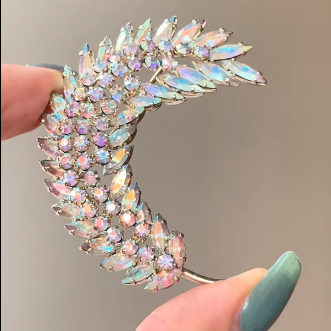 Sherman Aurora Borealis Leaf Brooch