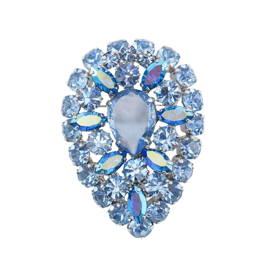 Sherman Blue Teardrop Brooch