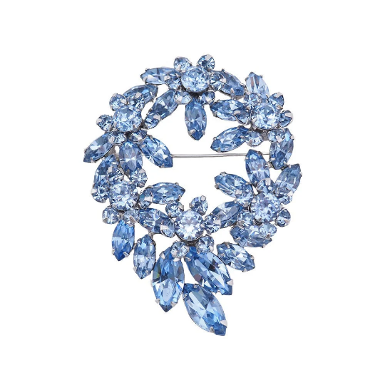 Sherman Blue Rhinestone Brooch