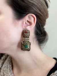 Vintage Earrings Ornate Vintage Brass Statement