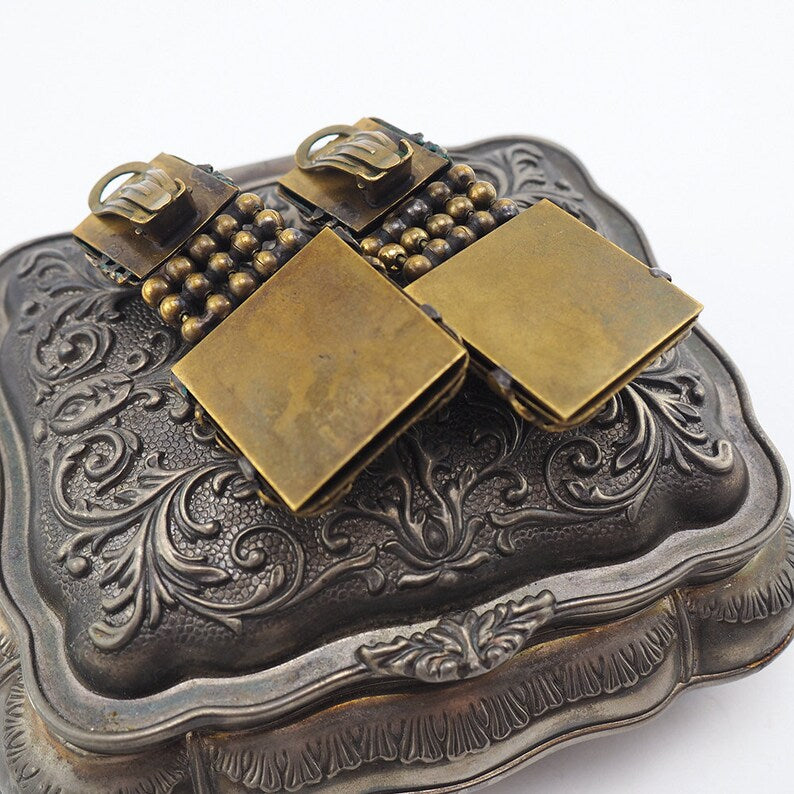 Vintage Earrings Ornate Vintage Brass Statement