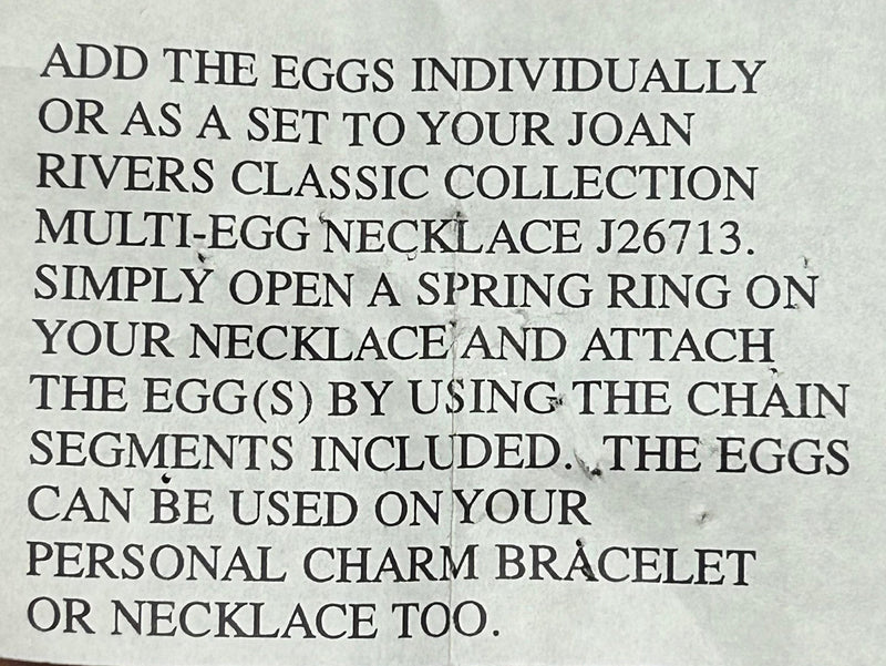 Joan Rivers Charms, Joan Rivers Egg, Charm Extension, Set of 3, Faberge Egg, Egg Necklace, Mushroom Basket, Rhinestone Egg Charm, Enamel Egg