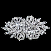 Rhinestone Duette, Dress Clip, Flower Brooch, Vintage Rhinestone Brooch, 1950s Dress Clip, Dress Clip Duette, Crystal Brooch, Vintage Clips