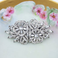 Rhinestone Duette, Dress Clip, Flower Brooch, Vintage Rhinestone Brooch, 1950s Dress Clip, Dress Clip Duette, Crystal Brooch, Vintage Clips