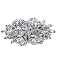 Rhinestone Duette, Dress Clip, Flower Brooch, Vintage Rhinestone Brooch, 1950s Dress Clip, Dress Clip Duette, Crystal Brooch, Vintage Clips