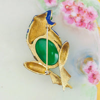 Jomaz Frog Brooch, Vintage Jomaz Brooch, Treefrog Brooch, Rhinestone Brooch, Joseph Mazer, Flawed Emerald, Enamel Brooch, Figural Brooch