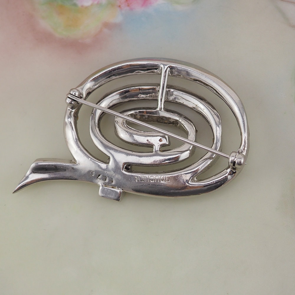 Boucher Brooch, Vintage Brooch, Rhinestone Brooch, Baguette Brooch, Boucher Red Brooch, Vintage Rhinestone Brooch, Swirl Brooch, 1960s Pin