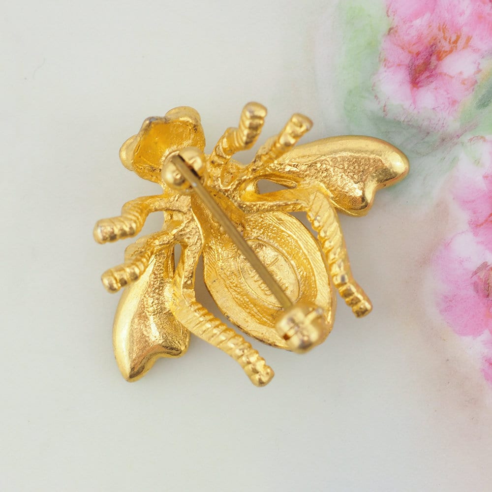 Joan Rivers Bee Brooch, Joan Rivers Pin, Multicolored Brooch, Designer Brooch, Gold Tone Brooch, Insect Brooch, Figural Brooch, Sparkle