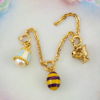 Joan Rivers Charms, Joan Rivers Egg, Charm Extension, Set of 3, Faberge Egg, Egg Necklace, Chick Charm, Pearl Egg Charm, Enamel Egg