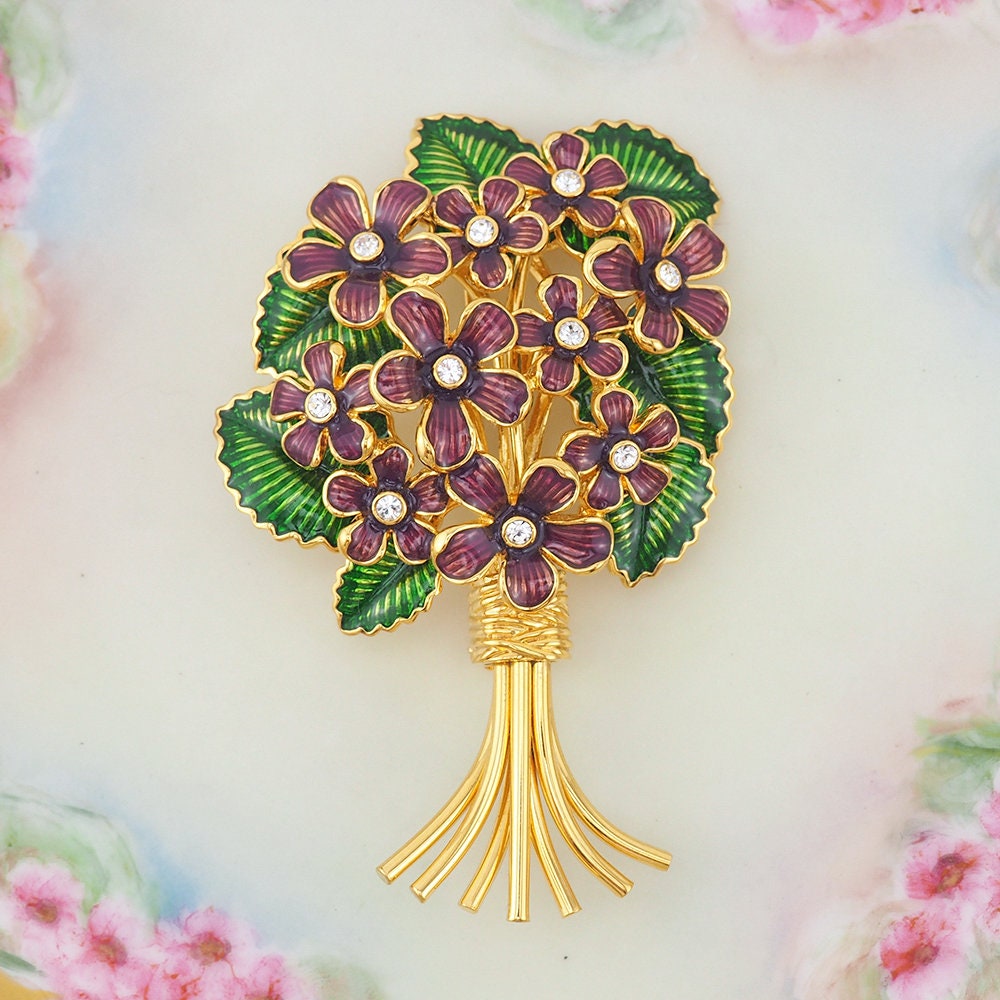 Joan Rivers Brooch, Bouquet of Violets Brooch, Flower Brooch, Joan Rivers Classics, 25th Anniversary, Purple lower Brooch, Bouquet Brooch
