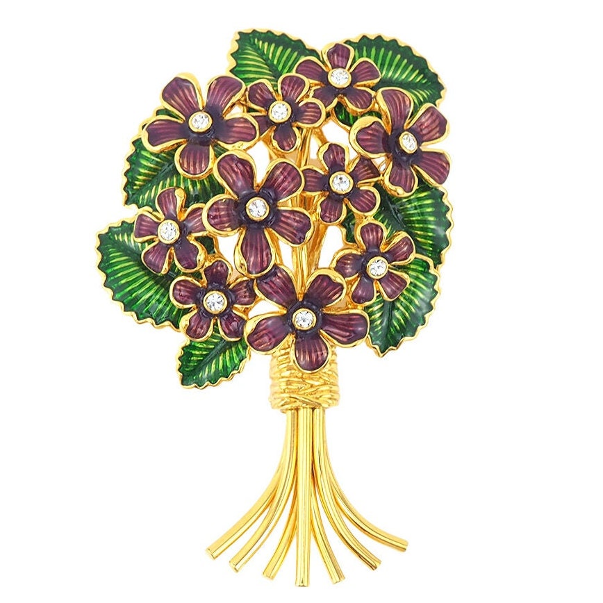 Joan Rivers Brooch, Bouquet of Violets Brooch, Flower Brooch, Joan Rivers Classics, 25th Anniversary, Purple lower Brooch, Bouquet Brooch