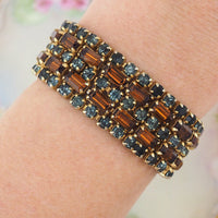 Early Sherman Bracelet, 1950s Bracelet, Sherman Rhinestone Bracelet, Wide Bracelet, Vintage Bracelet, Sherman Bracelet, Sherman Jewelry