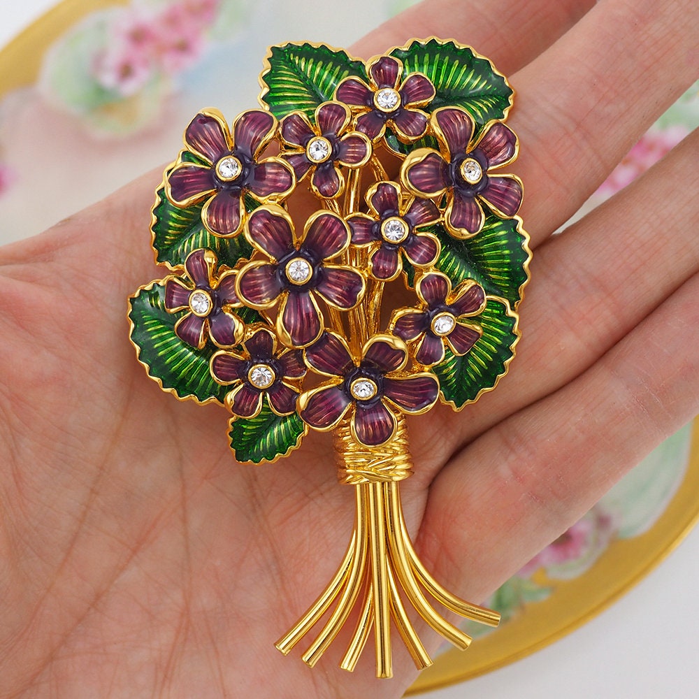 Joan Rivers Brooch, Bouquet of Violets Brooch, Flower Brooch, Joan Rivers Classics, 25th Anniversary, Purple lower Brooch, Bouquet Brooch