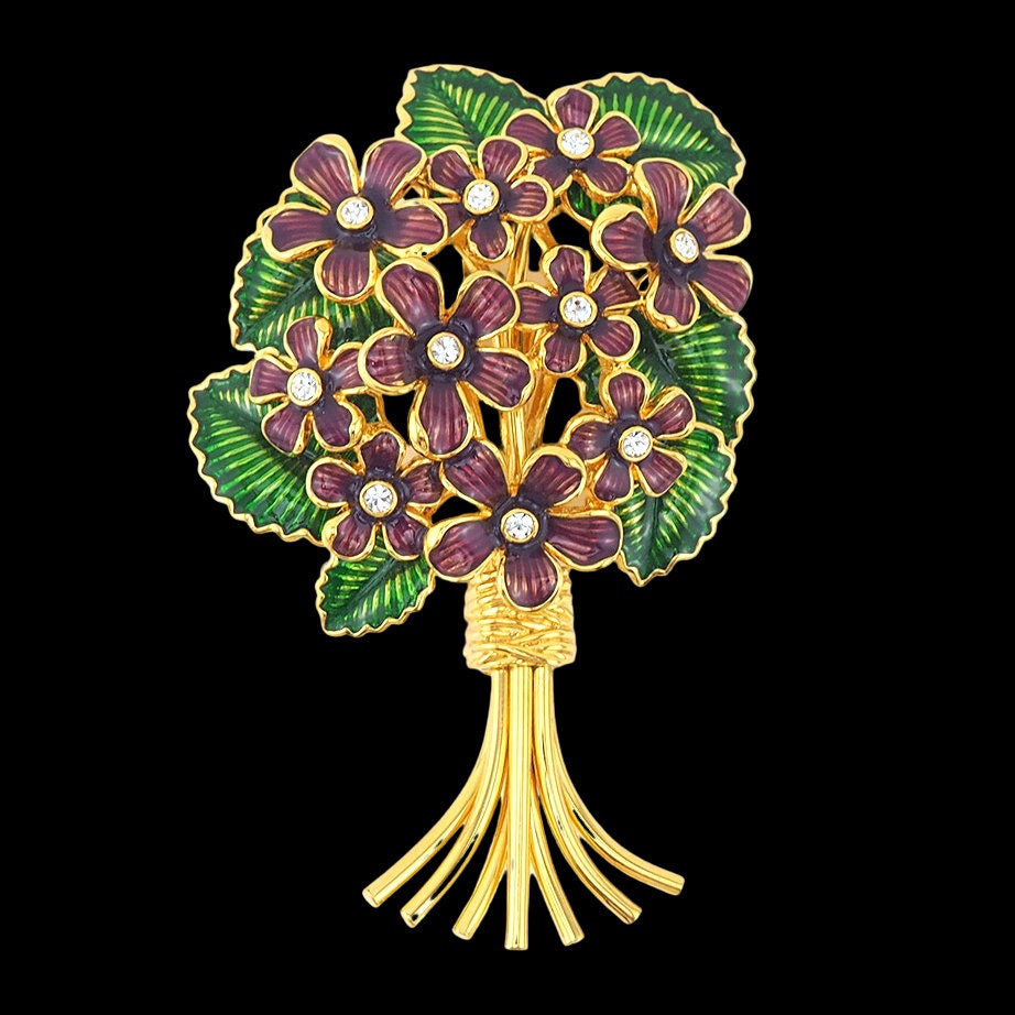 Joan Rivers Brooch, Bouquet of Violets Brooch, Flower Brooch, Joan Rivers Classics, 25th Anniversary, Purple lower Brooch, Bouquet Brooch