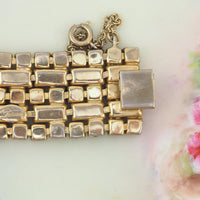 Early Sherman Bracelet, 1950s Bracelet, Sherman Rhinestone Bracelet, Wide Bracelet, Vintage Bracelet, Sherman Bracelet, Sherman Jewelry