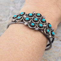Turquoise Bracelet, Zuni Bracelet, Snake Eye Turquoise, Sterling Silver Bracelet, Cuff Bracelet, Native American Bracelet, Vintage Bracelet