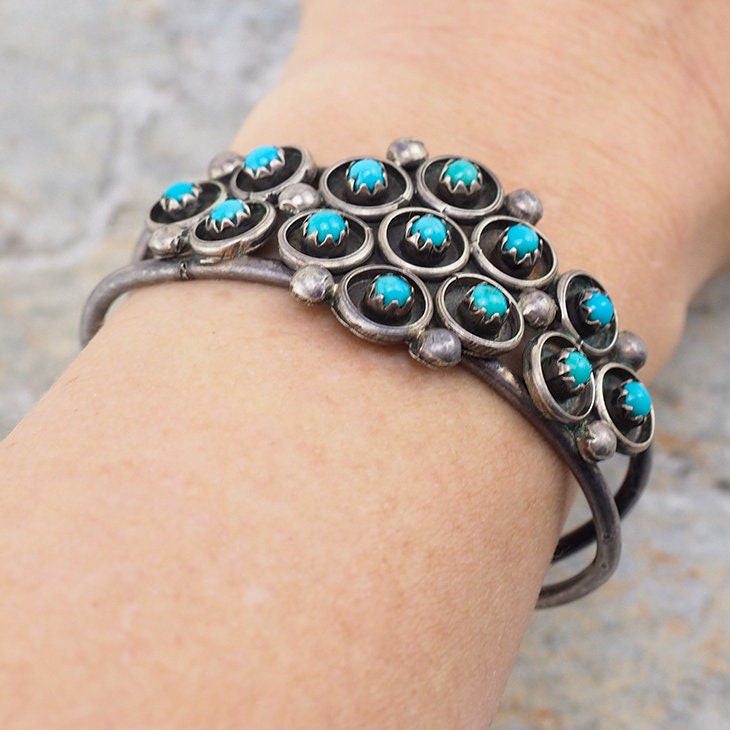 Turquoise Bracelet, Zuni Bracelet, Snake Eye Turquoise, Sterling Silver Bracelet, Cuff Bracelet, Native American Bracelet, Vintage Bracelet
