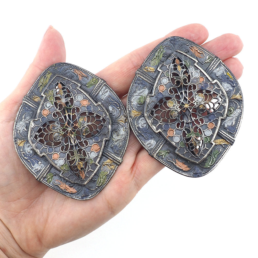 1900s Buckle,1900s Jewelry,Antique Belt,Antique Buckle,Antique Jewelry,Art Nouveau,Art Nouveau Buckle,Belt Buckle,Buckle Pair,Enamel Buckle,Floral Buckle,Sash Buckle,Vintage Buckle