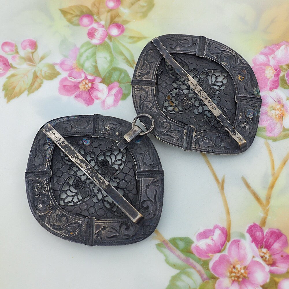1900s Buckle,1900s Jewelry,Antique Belt,Antique Buckle,Antique Jewelry,Art Nouveau,Art Nouveau Buckle,Belt Buckle,Buckle Pair,Enamel Buckle,Floral Buckle,Sash Buckle,Vintage Buckle