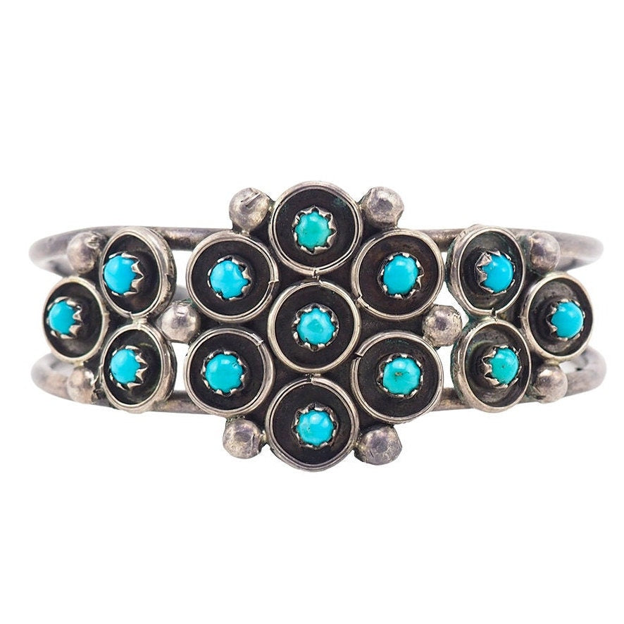 Vintage Native American Jewelry Zuni Turquoise Cuff Bracelet