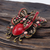 Joan Rivers Brooch, Red Bug Brooch, Fantasy Bug Brooch, Figural Brooch, Designer Brooch, Joan Rivers Jewelry, Joan Rivers Pin, Rhinestone