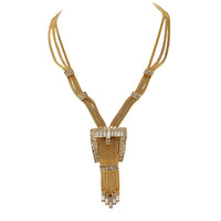 Hobe Necklace, Buckle Necklace, Vintage Necklace, Hobe Jewelry, Rhinestone Necklace, Sautoir Necklace, Gold Tone Necklace, Chain Necklace