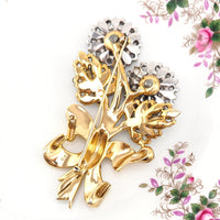 Coro Brooch, 1940s Brooch, Coro Bouquet Brooch, Coro Rhinestone Brooch, Vintage Coro Jewelry, Coro Vintage, 1940s Coro, Red White Blue