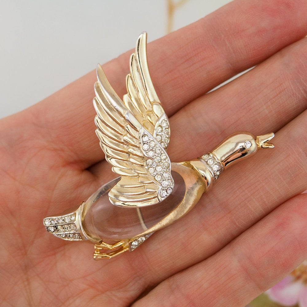 Jelly Belly Brooch, Coro Brooch, Coro Mallard, Vintage Coro Brooch, Duck Brooch, Coro Jelly Belly, Vintage Brooch, Lucite Brooch, 1940s