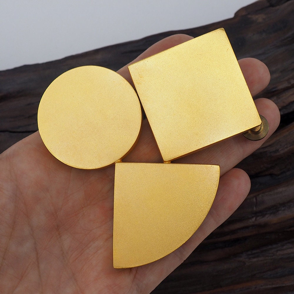 Matte Gold Brooch, Shapes Brooch, Modernist Brooch, Geometric Brooch, Statement Brooch, Large Brooch, 3D Brooch, Pin Brooch, Gold Tone Pin