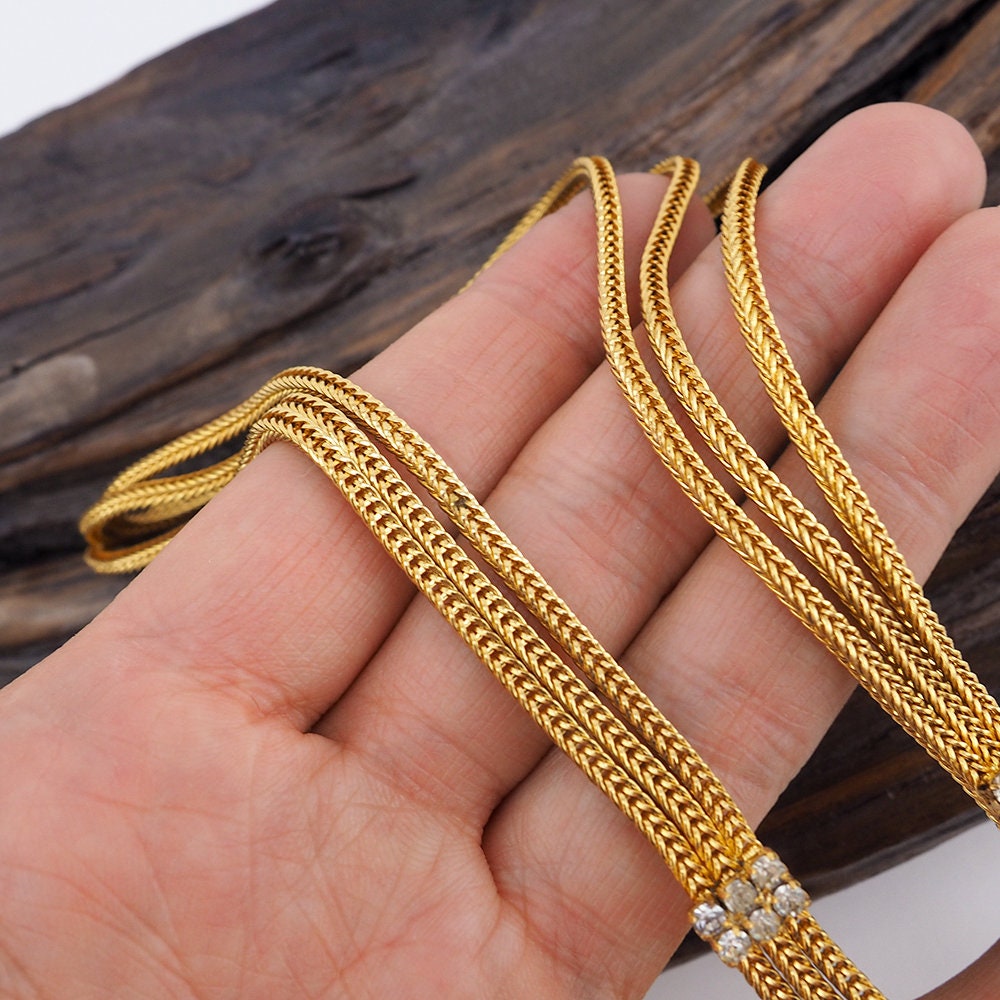Hobe Necklace, Buckle Necklace, Vintage Necklace, Hobe Jewelry, Rhinestone Necklace, Sautoir Necklace, Gold Tone Necklace, Chain Necklace