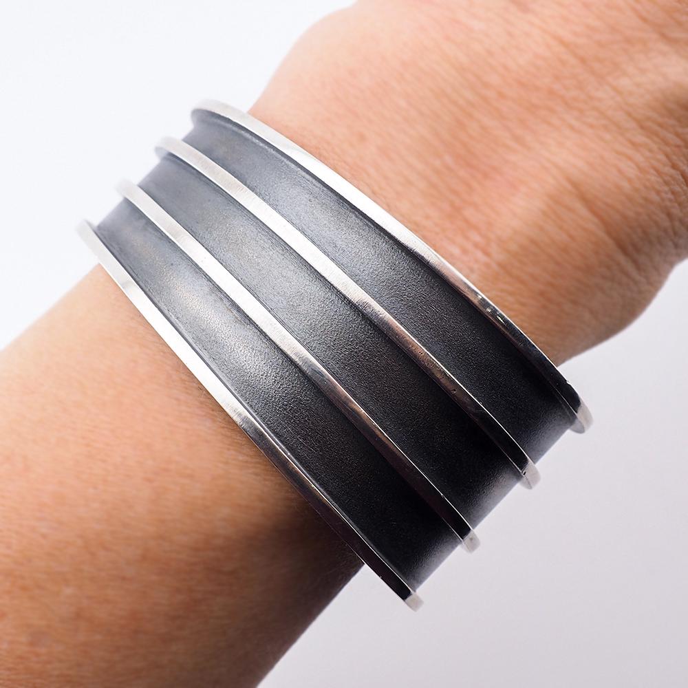 Designer Silver Cuff Bracelet, Modernist Style Bracelet, Asymmetrical Silver Bracelet, Sterling Silver Bracelet, Handcrafted Sterling Cuff
