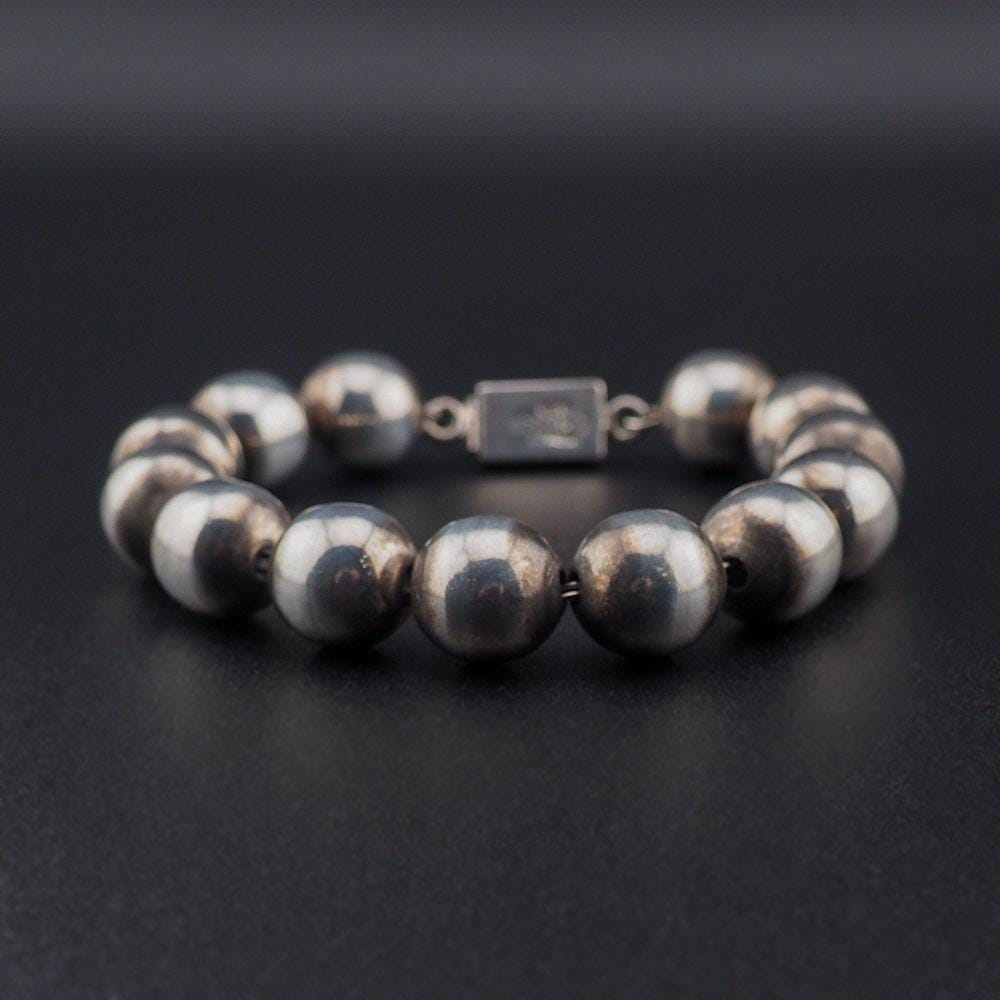 Silver Ball Bracelet, Taxco Silver Bracelet, Silver Bead Bracelet, Mexican Silver Bracelet, Sterling Silver Bracelet, Big Bead Bracelet, 925