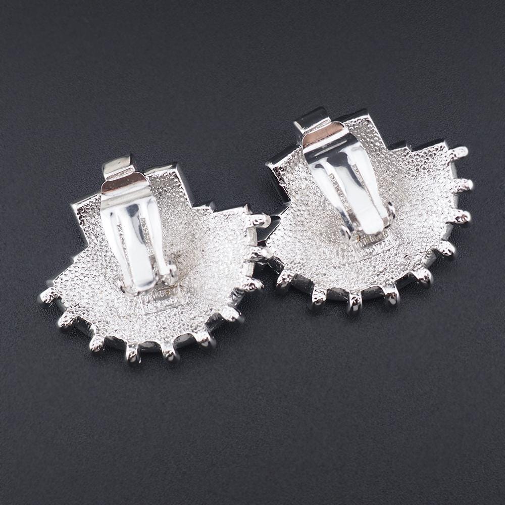 Weinberg New York, Vintage Rhinestone Earrings, Art Deco Style, Red Earrings, Clip On Earrings, Vintage Earrings, Weinberg Earrings, 1980s