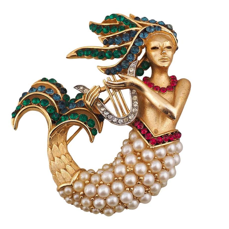 Vintage Trifari Mermaid Fantasy Brooch