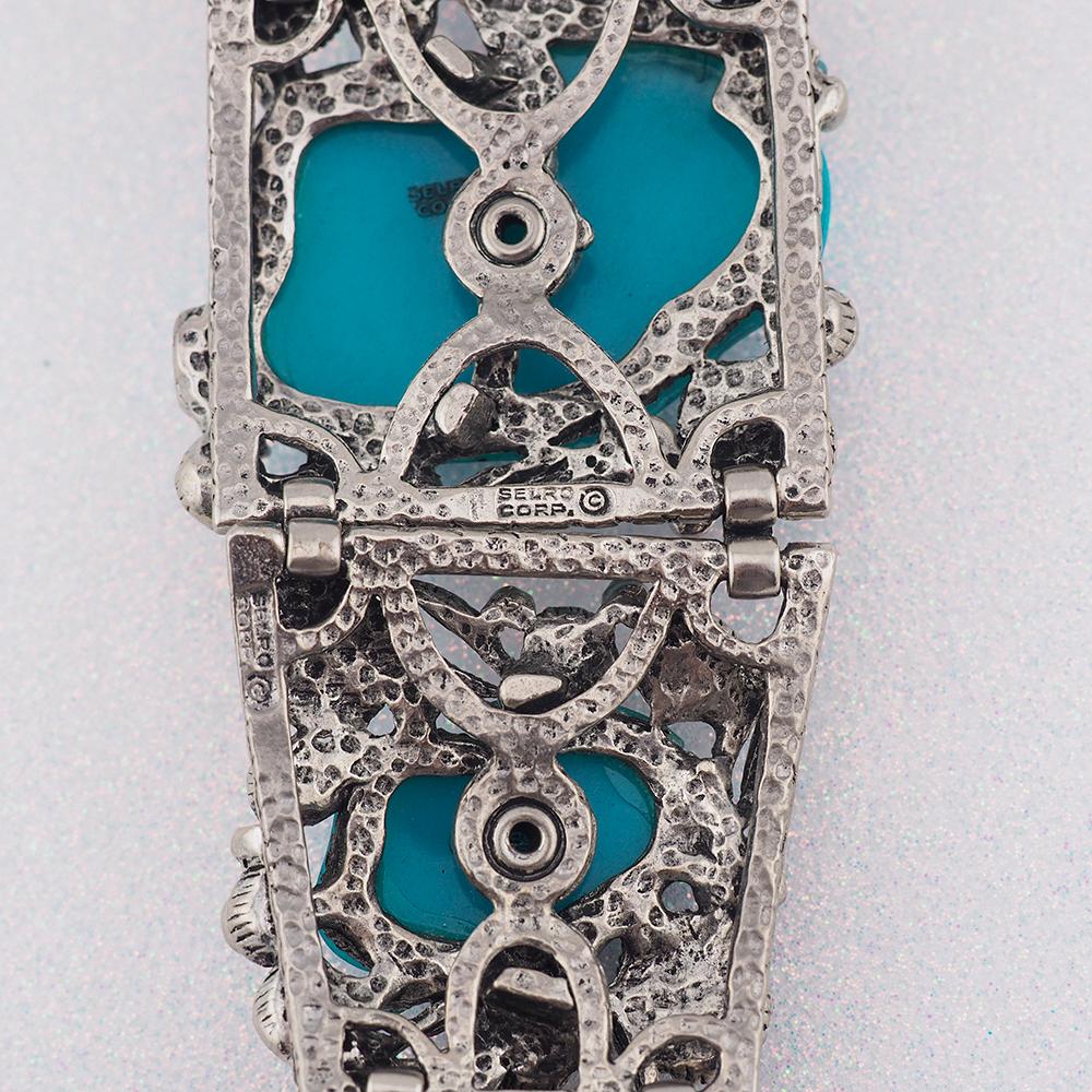 Selro Blue Noh Okina Bracelet, Vintage Bracelet, Selro Bracelet, Selro Noh Mask, Japanese Noh, Noh Mask Bracelet, Theatrical Jewelry, Selro