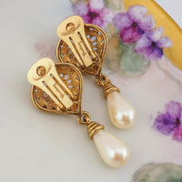 Vendome Pearl Drop Earrings, Vintage Earrings, Vendome Earrings, Bridal Earrings, Pearl Drop Earrings, Clip On Earrings, Gold Tone Earrings