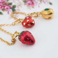 Joan Rivers Charms, Joan Rivers Egg, Egg Charm, Set of 3, Faberge Egg, Egg Necklace, Strawberry Charm, Heart Charm, Jade Egg Charm