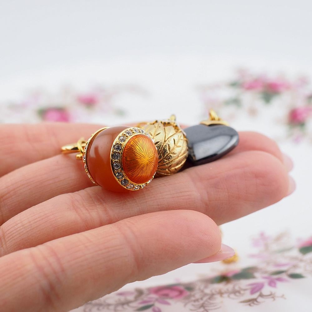 Joan Rivers Charms, Joan Rivers Egg, Egg Charm, Set of 3, Faberge Egg, Egg Necklace, Heart Charm, Flower Egg Charm, Enamel Charm, Charm Set
