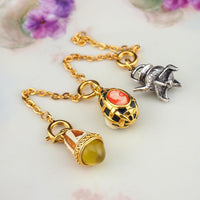 Joan Rivers Charms, Joan Rivers Egg, Egg Charm, Set of 3, Faberge Egg, Egg Necklace, Kettle Charm, Cameo Charm, Enamel Charm, Charm Set