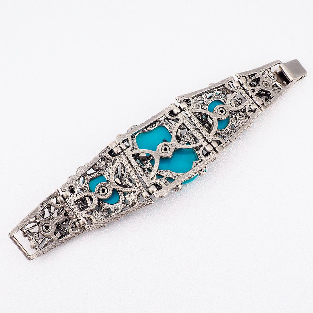 Selro Blue Noh Okina Bracelet, Vintage Bracelet, Selro Bracelet, Selro Noh Mask, Japanese Noh, Noh Mask Bracelet, Theatrical Jewelry, Selro